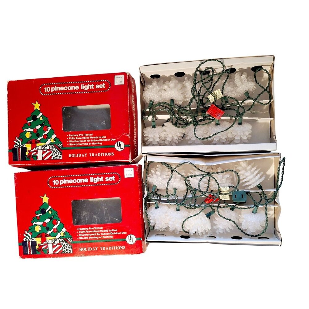 Holiday Traditions 2-10 Pinecone Light Set Indoor/Outdoor UL Approved White Ligh